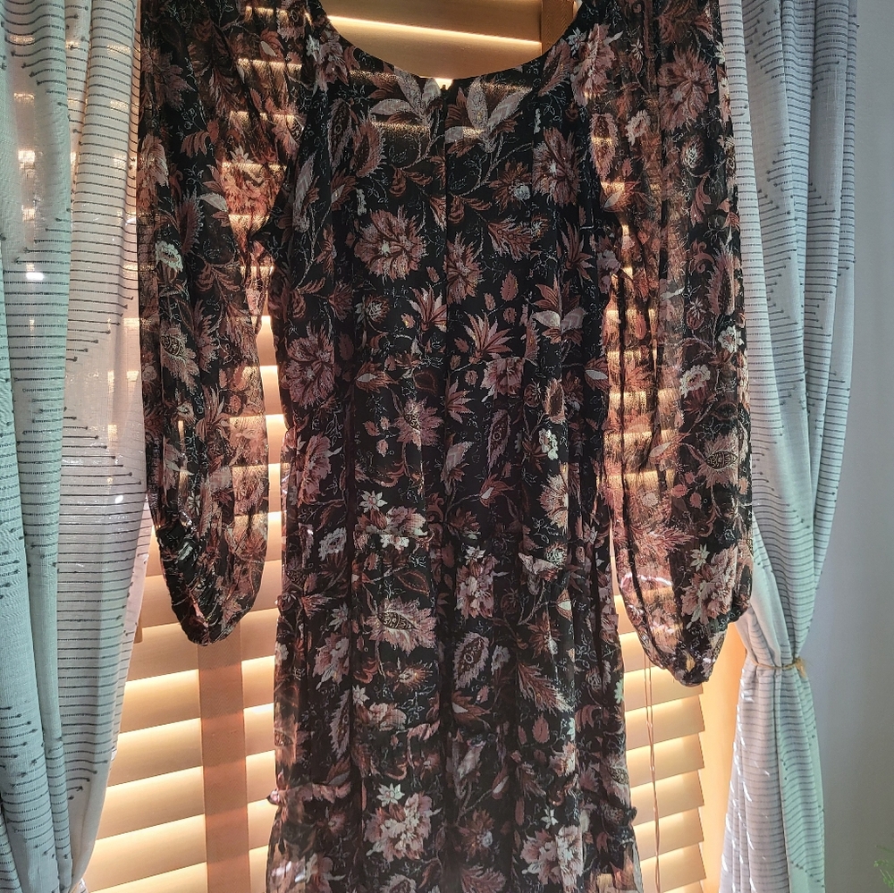 Madewell Black and Pink Bishop Sleeve Sundress - Picture 6 of 6